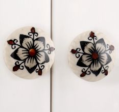 White Painted Star Floral Knob